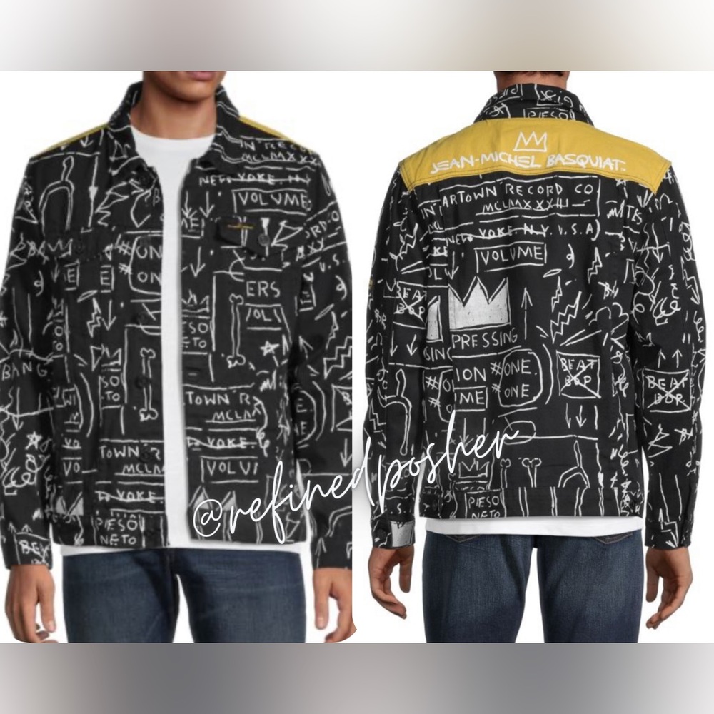 Reason Brand BSQ Studio Jean-Michael Basquiat Jacket size Medium NWT Black/Gold